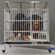 HKML stainless steel dog cage, large dog cage, medium-sized dog cage with separate flushing toilet, funnel tray, small dog kennel, manual flushing - enclosure type - length 125*width 75*height 125cm stainless steel 202 hollow round tube cage + skylight + funnel tray - dog bowl included
