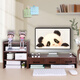 Upril Computer elevated desktop stand wooden elevated table multi-function office desktop keyboard storage monitor cushion base storage rack 5070 walnut color