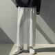 Foss Phil straight casual pants for men summer black spring and autumn nine-point loose western wide-leg trendy sports ice silk trousers for men trendy brand 718-WK10-1 wide-leg white M [recommended 90-115Jin [Jin equals 0.5 kg]]