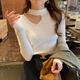 Zhidoudou Fashion Speming Base Shirt Women's Automne 2025 Nouvelle clavicule à la mode Clavicule exposée Clavicule serré Corps Sous-vêtements Sweater tricoté 9926 Noir régulier 8xl S recommandé 80-95jin [Jin est égal à 0,5 kg]