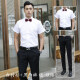 Pugos groomsmen group uniform long-sleeved shirt groom wedding dress brothers group outfit wedding white shirt men's suit white D-sleeve shirt + black trousers + bow tie XL