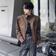 Poum American Retro Motorradanzug Leder Jacke Männer Frühling Mode hübsche Jacke Lose Casual Modemarkjacke Männer Qyrj-G141 Brown XL