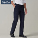 Goldlion men's comfortable, skin-friendly and exquisite fine plaid business single pleated trousers navy blue-9536