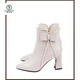Woodpecker women's shoes women's genuine leather Martin boots women's 2025 new autumn and winter short boots women's boots plus velvet snow boots women's off-white 5 cm single 38