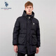 U.S. POLO ASSN.US Paul down jacket for men, middle-aged and young men's jacket, hooded winter warm white duck down work jacket for men, versatile men's clothing, dark green 7027 M 165 (105-120Jin [Jin equals about 0.5 kg])