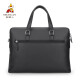 Scarecrow men's business briefcase casual horizontal style trendy large capacity travel soft handbag lightweight business trip computer bag black horizontal style briefcase