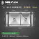 欧琳（OULIN）手工水槽大双槽1.2mm304不锈钢双水槽台下盆厨房洗菜盆洗碗池9203 860mm槽体|亮光铜抽拉龙头 平边｜龙头外置｜槽体外宽428mm