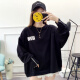 Langyue women's spring sweatshirt for female students Korean style loose letter print casual long-sleeved top bf trend LWWY198317 black M/one size