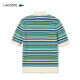 LACOSTE French Crocodile Women's 24-year summer new short-sleeved contrasting striped fashionable knitted POLO shirt AF7027 iri/green striped color block 34 /155