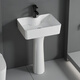 
HKFF column basin ceramic wash basin small apartment bathroom sink bathroom balcony household floor-standing integrated basin 4837 full set plus mirror