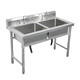 Jie Yintong stainless steel commercial household sink single double three slots with bracket kitchen sink wash basin wash basin sink length 60 width 60 height 80 single pool 07 thick