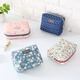 Liuyan Travel Cosmetic Bag Korean Small Portable Women's Cosmetic Bag Hand-held Large Soft Girl Simple Portable Cosmetic Storage Bag Blue Background Floral