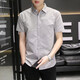 
XUANLAIYA men's short-sleeved shirt jacket summer large size half-sleeved solid color casual slim Korean style trendy youth shirt men 826 blue 2XL