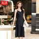 Wuwo high-end professional suit women's suit suit jacket inner strap dress for women summer temperament slim outer skirt 9711 black jacket + green dress XL
