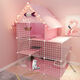 Cat Cage Home Indoor Cat Villa with Toilet Clearance Large Extra Large Free Space Small Cat Nest Cattery Three-story Small Bungalow + Pink Jump Platform - Multi-Cat Paradise Exclusive Model Hardcover Model + Cat Litter Box + Dual-Purpose Cat Bowl