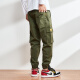 INTERIGHT[Two pieces] Casual pants men's sports pants men's small-foot nine-point pants trendy loose trousers men's ankle overalls men's casual men's wear 1936 black + military green M
