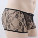 Ye Zimei sexy underwear men's sexy transparent breathable lace boxer briefs men's ultra-thin see-through temptation U convex boxer shorts 4031 black one size