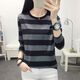 
Kexin 145150 short round neck long sleeve T-shirt for women plaid high-end color woven spring and autumn striped long T-shirt for women K829 ruby ​​blue_(color) L suggestion 106-120Jin[Jin equals 0.5 kg]