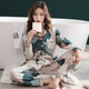 
Spring and summer women's pure cotton long sleeves spring and summer Korean style loose color middle-aged mother's home clothes autumn and winter thin style spring and autumn X9906 L suitable for 100-120 Jin [Jin equals 0.5 kg] wear