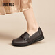 Dadong Dadong Fashion Mom Shoes 2024 Spring New Casual Style Medium Heel Flat Small Leather Shoes Loafers Women's Shoes 5010 Brown 38