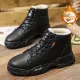 Snow boots men's warm velvet thickened winter cotton shoes men's high-top shoes Korean version all-match trendy Martin boots men's shoes velvet thickened black 43