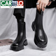 Cartelo Chelsea Boots Men's Winter Plus Velvet High Top Chaussures British Style Kick-Off Martin Boots Men's Spring and Automn Boots Boots Men's Chimney Boots Black Middle Top 3524 38