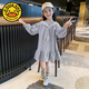 G.duck Girls Autumn Dress 2024 Western Style Children's Long Sleeve Sweatshirt Dress Spring and Autumn Mid-Long Skirt for Big Children Girls Pink 120 cm
