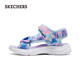 Skechers middle and older girls Velcro flash tie-dye casual sandals 303103L light blue/multi-color/LBMT size 36