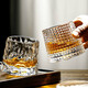 Gata whiskey glass creative rotating cup thickened glass wine glass spirits rotating cup tumbler design glacier drinking glass internet celebrity beverage cup grid pattern 1 piece with base