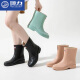 
Huili rain boots women's rain boots water shoes women's 2025 new fashion waterproof non-slip wear-resistant rubber shoes women's mid-tube cover shoes khaki 36