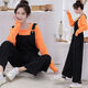 
Langwei Feray autumn pants overalls for female students Korean style loose high waist nine-point straight wide-leg work clothes casual pants winter 829 single piece black overalls L