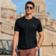Mr. BU Brand Logo runder Nacken mercerisierter Baumwoll-T-Shirt Frühlings- und Sommermode lässig Kurzärmelige Herrenkleidung AT12052 Black 2xl (185)