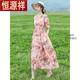 Hengyuanxiang (Hyx) Falda larga de mujeres de estilo étnico retro para el verano New Age Are-Age Lace que abraza el algodón adelgazante y el vestido floral de algodón floral 683 Pink M