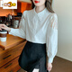 
ZHIDOUDOU embroidered cotton shirt for women 2025 autumn new fashion embroidered white shirt loose versatile long sleeves cy9227 white S 75-95Jin [Jin equals 0.5 kg]