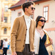 Mr. Stoff gestreifte kontrastierende Wollmagigan 2025 Herbst Maillard V-Neck Pullover Jacke Männer Pt15607 Clearance Desert Camel S (165)