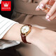 OLEVS Swiss certified watch women's mechanical watch fully automatic simple women's watch small birthday gift for girlfriend [upgraded enhanced version] 6629 women's brown leather white flour-lifetime insurance