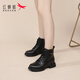 Rote Libelle-Feldern Frauenstiefel Martin Boots Frauen British Style High-Top Herbst und Winter neuer Stil Plüsch warme dicke Kurzstiefel Frauen schwarz (Plush Plüsch) 38