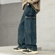 McTicco Boys Jeans de patas anchas Freing Street Street Style Handsome Spring and Autumn Workwear Big Children 2025 NUEVOS Pantalones de patas rectas para niños Traje de primavera 13077 Azul [primavera y otoño Pantalones de patas de cabeza directa] 150cm