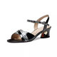 Woodpecker 24 new style new summer leather sandals for women's middle heel hollow fish-mouth shoes color-blocking one-line buckle versatile size 1 black sandals 37