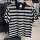耐克（NIKE）T恤男装 2024秋季男子短袖翻领POLO衫透气休闲网球白色纯棉短袖男 FN3897-010 黑/白条纹 XL