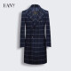 HANY Coat Men's Plaid Slim Medium Long Wool Coat Woolen Coat Trendy Spring Windbreaker Honor Plaid [A Slim Version] 50