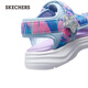Skechers middle and older girls Velcro flash tie-dye casual sandals 303103L light blue/multi-color/LBMT size 36