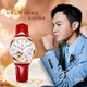 OLEVS Swiss certified brand watch women's mechanical watch fully automatic simple temperament women's watch luminous waterproof women's watch OLEVS-6636-red leather rose shell white surface