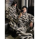 Coral velvet couple pajamas for women that can be worn outside, winter style plus velvet and thickened, high-end striped men's home clothes set XY Velvet #66731 Male L (weight 95-120