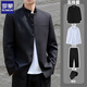 Romon High-End Zhongshan Herren Top 2024 Frühlings- und Herbst neuer chinesischer Jackenjacke Stand Collar Anzug Set Black Anzug 2xl