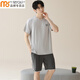 
Modal ice silk pajamas men in summer round neck short sleeve casual teenager men can wear home clothes suits outside 09M15606 XL 120-140Jin [Jin equals 0.5 kg]