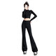 LULU CENTURY Pilates Yoga Wear Suit Women's Quick-Drying Breathable Fitness Clothing Running Sports Quick-Drying High-Waist Micro-Bell Pants Women's Flared Pants Black XL