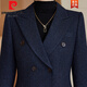 Pierre Cardin premium blazer women's autumn and winter style commuting professional suit slim woolen suit workplace business formal wear navy blue suit + pants M