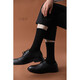 Ningjinji men's black socks business formal wear mid-tube socks solid color cotton spring and autumn trousers leather shoes long stockings breathable thin suit black 3 pairs, one size