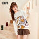Semir Semir Knitted Sweater Women's Jacquard Contrast Color 2021 Winter Cartoon Loose Pullover Cute Lazy Style White Tone 0111 150/76A/XS